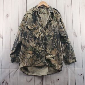 Mossy Oak Shirt Mens 2XL Button Front Camo Vintage Long Sleeve Front Pockets