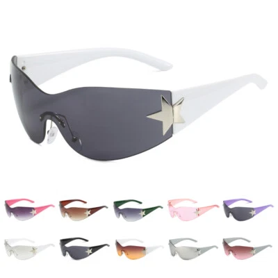Rimless Wrap Around Sunglasses Men Women Fashion One Piece Shield Eyewear Shades - image 1 of 4