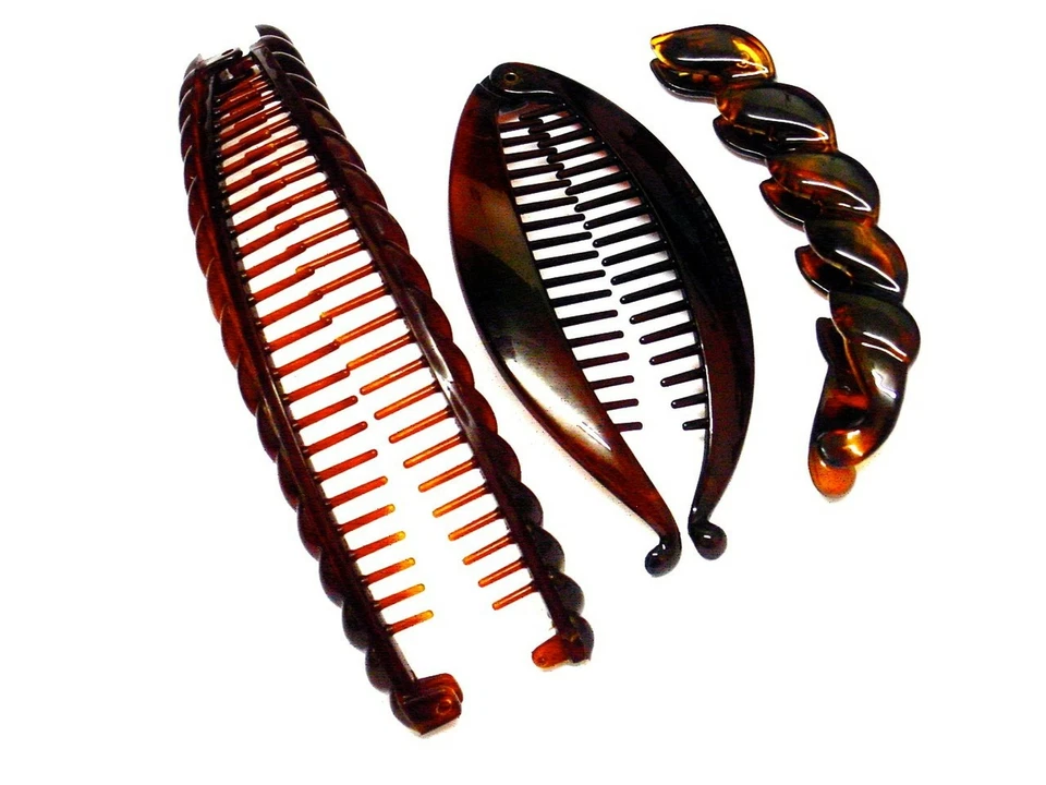 TOPKIDS ACCESSORIES Ladies 3 pc.Set Of Assorted Tort Banana Hair Combs girls ladies accessories UK