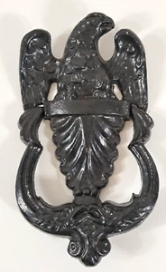Black Metal Eagle Door Knocker Cast Iron Stamped 715 Vintage 7.5 in high - Picture 1 of 12