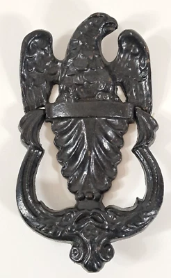 Llamador de puerta águila de metal negro de hierro fundido estampado 715 vintage 7,5 pulgadas de alto Foto 1 de 4