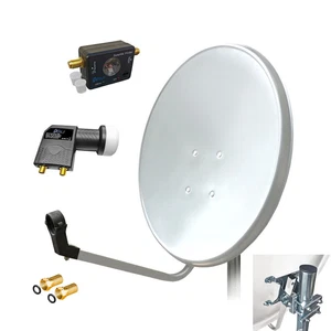 60cm HD Sat Anlage Digital Twin LNB Satfinder 2 Teilnehmer Antenne Spiegel 4K - Bild 1 von 10