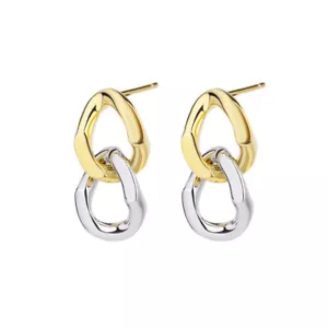 Mujer Plata Esterlina 925 Cadena Pendientes Tachuelas Oro Plata Diseño Joyería - Imagen 1 de 4