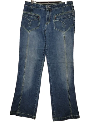 Jean Adolfo Talla 10 Mujer Azul Elástico Denim Pierna Recta Tiro Alto Usado en Excelente Condición Foto 1 de 4