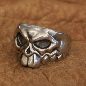 Cupronickel Front Tooth Skull Ring Biker Rock Jewellery CP107C UK Size N½~Z4 - Picture 1 of 27