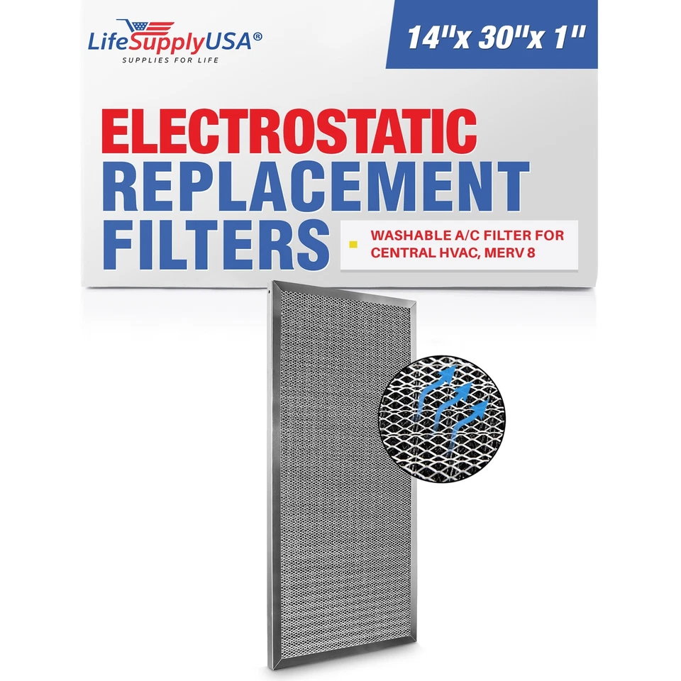 (14x30x1) Filtro de Aire Electrostático Aluminio Repuesto Lavable Reutilizable AC Foto 1 de 4