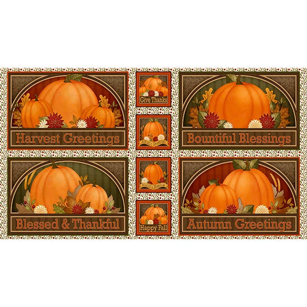Harvest Greetings Panel by Angela Anderson for Quilting Treasures 23x43