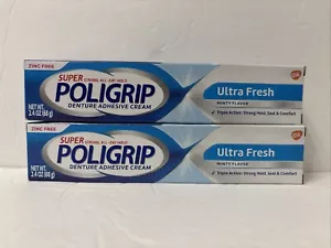 2 PK Super Poligrip Original Denture & Partials Adhesive Cream Mint 2.4oz. 5-31 - Picture 1 of 4