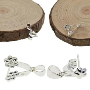 925 Sterling Silver Daisy Pinch Clip Bail Beads Pendant Connector Clasp for DIY - Picture 1 of 4