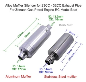 Silenciador Silenciador para Zenoah 23CC - 32cc Gas Gasolina Motor Escape RC Barco - Imagen 1 de 12