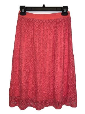 ПОЛНАЯ ЮБКА LAPIS С ВЯЗАНЫМ КРУЖЕВОМ И ЭЛАСТИЧНЫМ ПОЯСОМ ЯРКОГО КОРАЛЛОВОГО ЦВЕТА РАЗМЕР M - Изображение 1 из 4