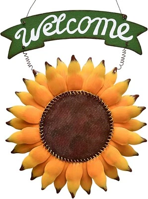 向日葵欢迎标志金属悬挂欢迎牌适用于墙壁(F) — 第 1/4 张图片