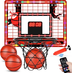 Basketball Hoop Indoor for Kids-Over the Door Mini Basketball Hoop with LED Ligh - Picture 1 of 8