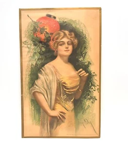 VINTAGE FRANK DESCH THE GOLDEN GIRL PRINT FROM PASTEL 1920'S 16 3/4 X 10 1/4 - Picture 1 of 5