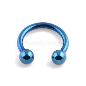 14G 16G Anodized 316L Steel Horseshoe Circular Barbell With Balls Ears Labret