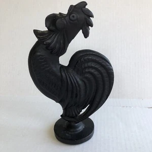 Gallo de cuervo de metal de hierro fundido negro vintage de 2 caras 8" decoración de campo - Imagen 1 de 7