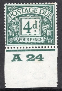 1924 4d DULL GREY-GREEN KGV WMK MOUNTED MINT CONTROL (A24) SINGLE. SG D15 - Imagen 1 de 1