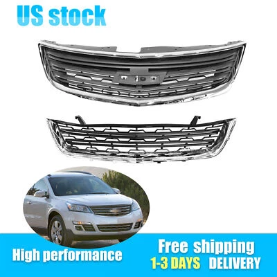 For 2013-2017 Chevrolet Traverse Front Upper + Lower Grille W/ Chrome Molding - Изображение 1 из 3