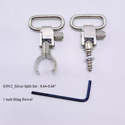 QD Sling Swivels Lever Action Split Band (0.64-0.66'') S3912 Silver/Black Set - Image 1 of 4
