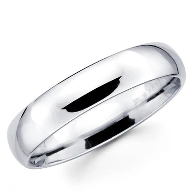 14K Solid White Gold 5mm Comfort Fit Men's and Women's Wedding Band Ring - Image 1 of 3