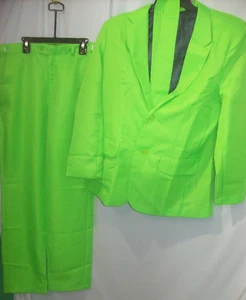 Leisure Suit - 1970's - Disco Lime Green - Costume - Men size S Jacket/Pants/Tie - Picture 1 of 9