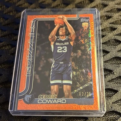 2025 Topps Basketball Cedric Coward Orange /25 RC Memphis Grizzlies Rookie Card - Image 1 of 2