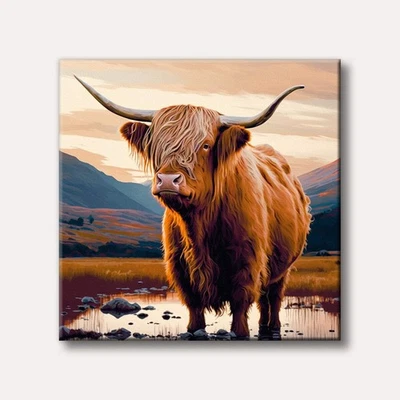 Paint by Number Kit - Highland Cow Sunset - image 1 of 3