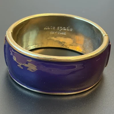 Kate Spade New York Purple Wide Enamel Cuff Gold Tone Magnetic Bracelet - Image 1 of 4