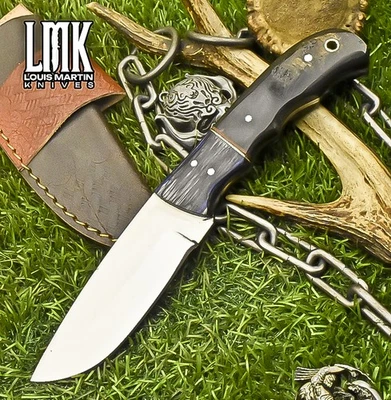 LMK Forged Skinner Knife AUS-10 Steel Ram's Horn Wooden Bolster Hiking Unique - Image 1 of 4
