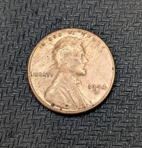 1954-S Lincoln Cent Wheat Penny Die Chip Error SJ - Picture 1 of 3