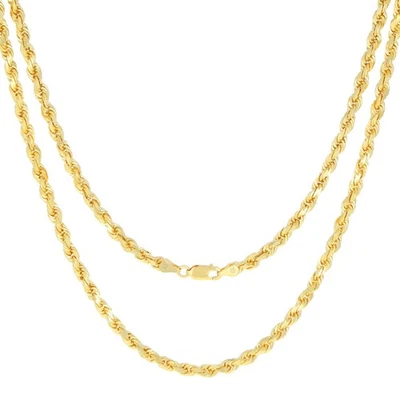 10k Oro Amarillo 4mm Diamante Corte Cuerda Italiano Colgante para Collar Hombre - Imagen 1 de 4