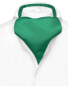 Vesuvio Napoli ASCOT Solid EMERALD GREEN Color Cravat Mens Neck Tie - Bild 1 von 2