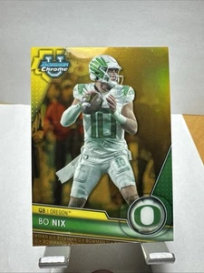 2023 Bowman Chrome University Bo Nix Gold Shimmer #10/50 Jersey Match! - Bild 1 von 3