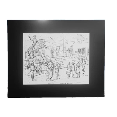 Dibujo original 1969 de Manumento de Ignacio Allende 16 x 20 Bellas Artes. Foto 1 de 3