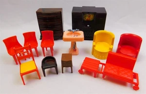 Vintage 1960s Plasco Superior Renwal Plastic Dollhouse Furniture 12 Pc Lot - Picture 1 of 21
