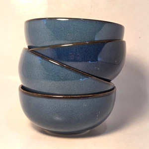 Dansk Bistro 5" Coupe Müslischalen (4) rund Vintage Japan blau schwarz Flecken - Bild 1 von 4