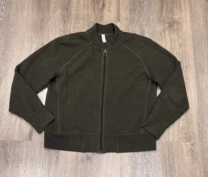 Lululemon On Repeat Bomber Jacket Womens Size 12 Green Cotton Blend Full Zip - Picture 1 of 9