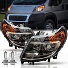 Headlights Assembly with Bulbs Black for Ram Promaster 1500 2500 3500 2014-2022