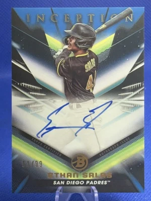 2023 Bowman Inception Ethan Salas Auto Blue Foil Rookie RC #51/99 Padres - Image 1 of 2