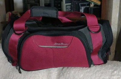 EDDIE BAUER Luggage Duffle Bag Travel Carry-On Gym Maroon/Black NICE! - Image 1 of 4