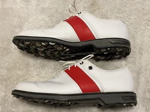 Footjoy Myjoys Premiere Serie weiß rot gestreift Packard Herren Größe 10 Golfschuhe - Bild 1 von 12