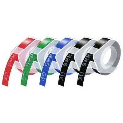 5PK Black Red Green Blue for Dymo Label Makers 3D Plastic Embossing Tapes 3/8" - Image 1 of 4
