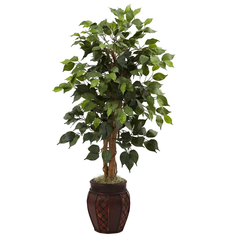 44" REALISTIC ARTIFICIAL FAKE LIFE-LIKE SILK FICUS TREE w/ PLANTER POT - Image 1 of 1