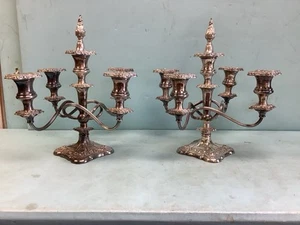 International Silver Co. Silver Plate 5 Candle Candelabra Pair 12 3/4”H - Picture 1 of 11