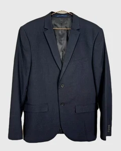 H&M Blazer Jacket Size 42R Navy Blue Slim Fit Wool Blend New - Picture 1 of 7