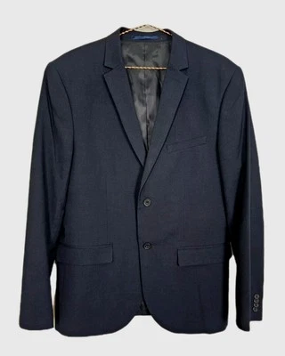 H&M Blazer Jacket Size 42R Navy Blue Slim Fit Wool Blend New - Image 1 of 4