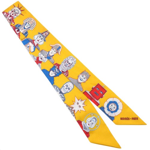 y721 Hermès Twilly Sciarpa di Seta Abito Codice Giallo Rosso Blu 4 7 cm x 85 5 cm Preowne