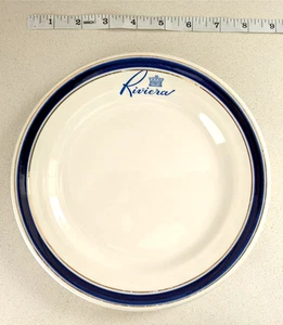 LOTE DE PLATOS MCM VINTAGE (2): Plato de ensalada Palm Springs Riviera Hotel 8" dorado azul - Imagen 1 de 4