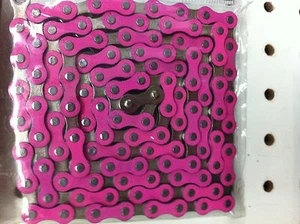  BICYCLE CHAIN 1/2 X 1/8 X 112 LINK PINK/CHROME BMX CRUISER LOWRIDER CYCLING - Picture 1 of 1