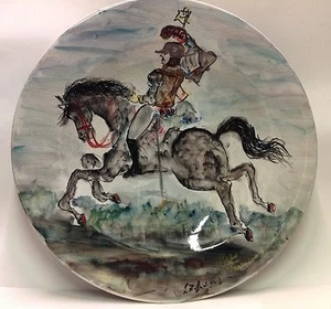 GIOVAN FRANCESCO GONZAGA CAVALIERE DIPINTO SU PIATTO IN CERAMICA 52CM (1/60) - Foto 1 di 1